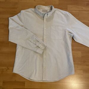 Everlane Shirt Men's XL Beige Gray Button Down Collar Long‎ Sleeve Cotton Pocket